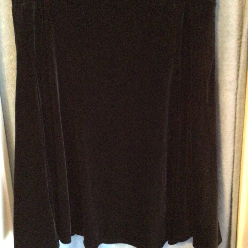 Black Velvet Knee Length Skirt